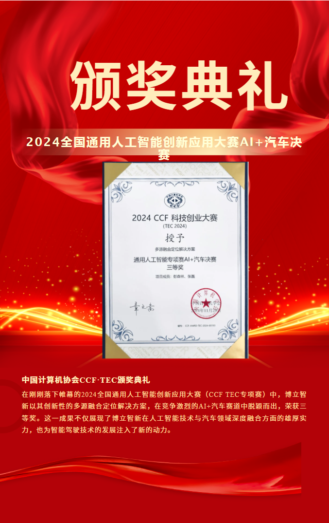 AI+汽车领域新突破：博立智新多源融合定位方案荣膺全国大赛大奖！