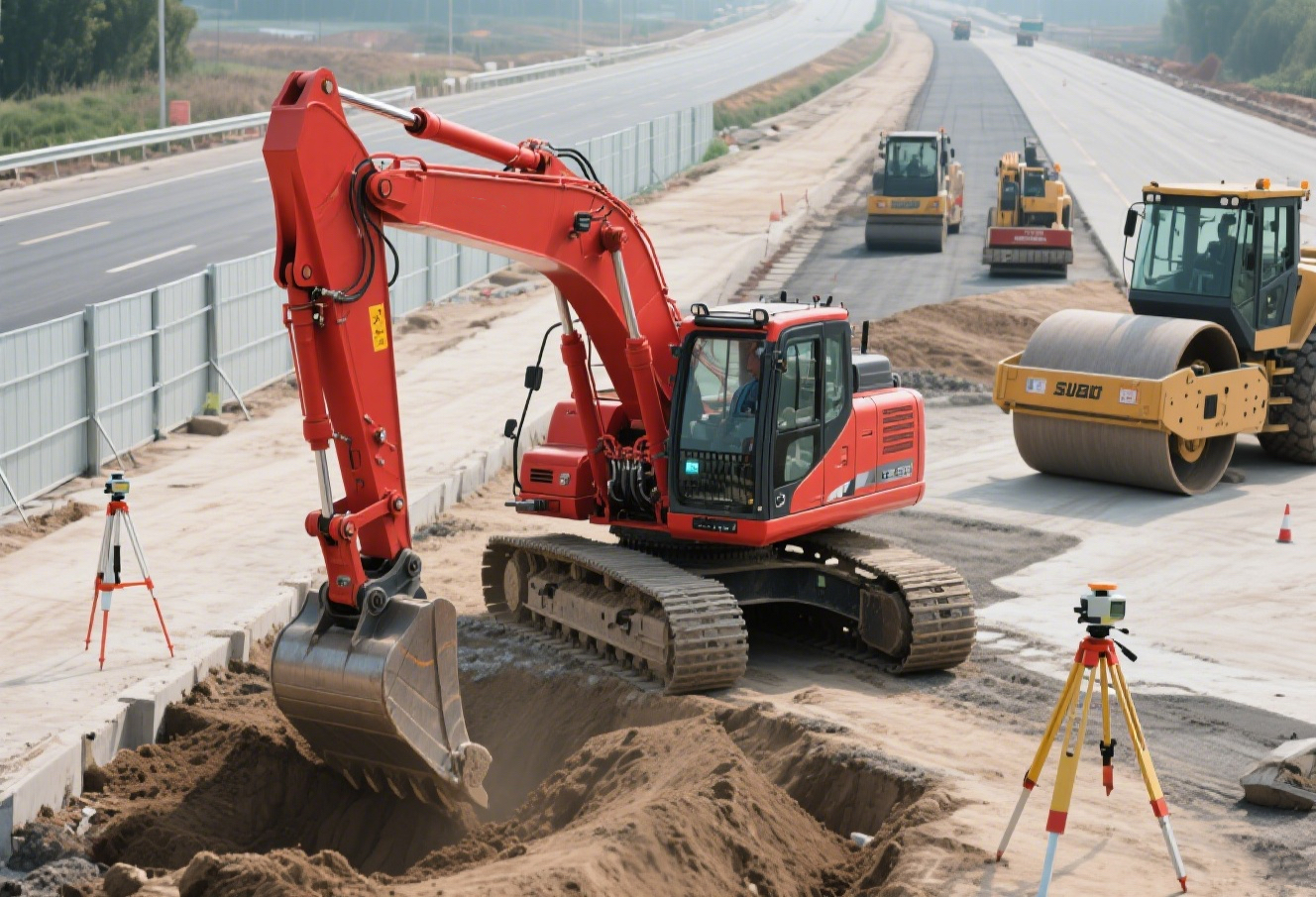 建筑工地基础挖掘